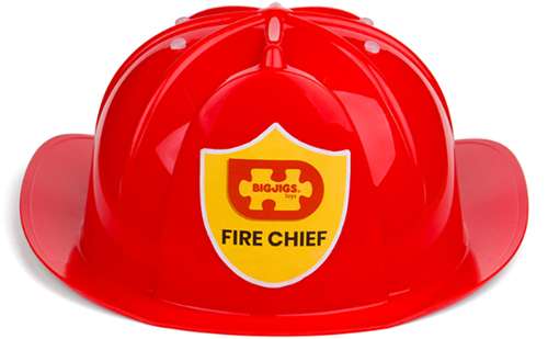 BigJigs Feuerwehrhelm Spielzeug - Verstellbarer Kinderhelm 49cm-55cm