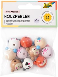Folia Holzperlen niedliche Tiere - Bastelperlen Spielzeug 18 mm