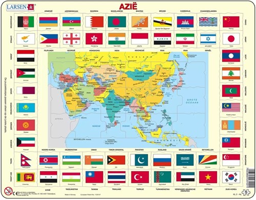 Larsen Rahmenpuzzle - Asien (auf Niederländisch) - 70 Teile