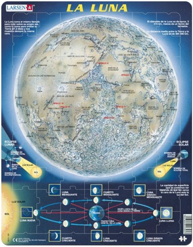 Larsen Puzzle - Mond Lernspiel Karton - 70 Teile Spanisch