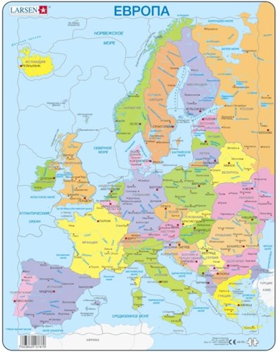 Larsen Puzzle - Europa Rahmenpuzzle auf Russisch - 37 Teile
