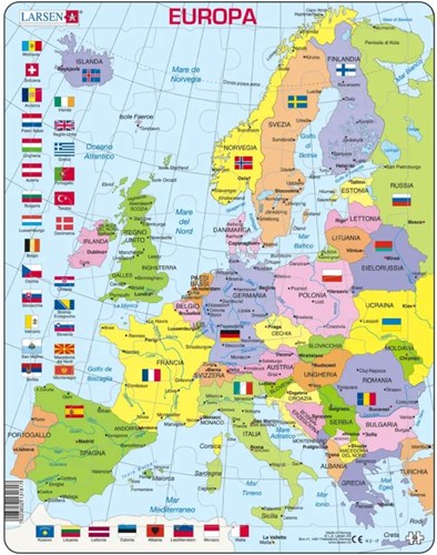 Larsen Puzzle - Politische Karte von Europa Italienisch 48 Teile Lernspiel