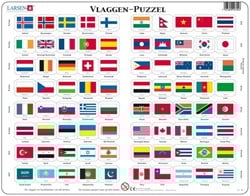 Larsen Puzzle - Lernpuzzle Flaggen - 80 Teile aus Karton