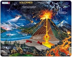 Larsen Puzzle - Lernspiel Vulkan Thema - 70 Teile - Spanisch