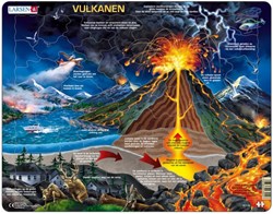 Larsen Rahmenpuzzle - Vulkane Lernspiel Karton 70 Teile