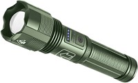 Helle LED-Taschenlampe - Armeegrün - 5 Modi - USB-C aufladbar - Inklusive wiederaufladbarem Akku - AAA-Batterie Backup - Zoomfunktion
