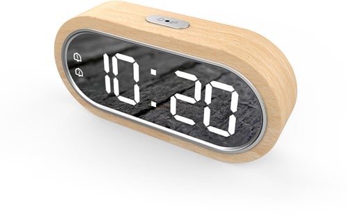 Attalos Digitaler Wecker - Zwei Weckzeiten - Holz - USB  AAA-Batterien - Uhr Für Erwachsene & Kinder - Tischuhr - Reisewecker & Kinderwecker& Weckuhr