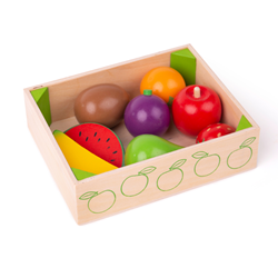 BigJigs Holzspielzeug Früchte Box - Obstset für Kinder