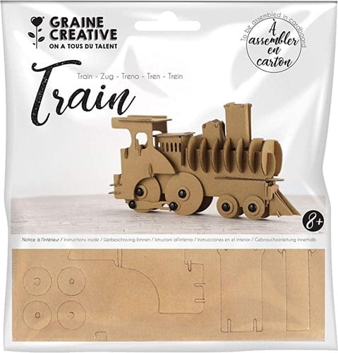 Graine Creative Bastelset Karton Zug - kreatives Spielzeug Modellbau