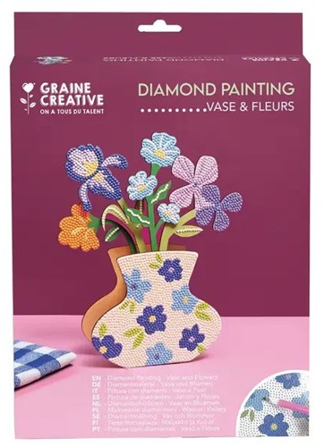 Graine Creative Diamond Painting Blumenvasen Set Blau Bastelpaket Dekoration