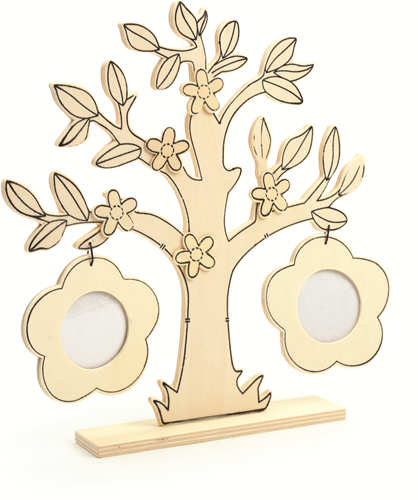 Graine Creative GC Bilderrahmen aus Holz, Baum mit Blumen, 22,5 x 23 x 0,5 cm