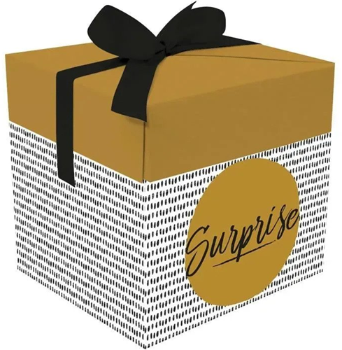 Graine Creative Karton Geschenkbox 15x15x15 cm gold schwarz luxuriös