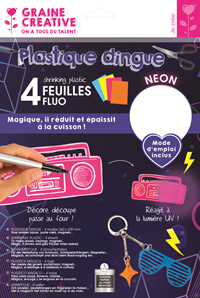 Graine Creative Schrumpffolie A4 Neon 4 Blatt Bastelset Schmuck