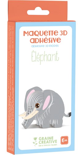 Graine Creative 3D Holzmodell Elefant - Lernspielzeug Karton