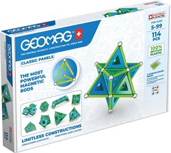 Geomag 473 - Classic Panels 114 Teile - Magnetisches Konstruktionsspielzeug für Kinder - Green Line - Lernspiel aus 1 Recyclingkunststoff