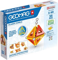 Geomag - Classic Panels 35 Teile - Magnetisches Konstruktionsspielzeug für Kinder - Green Line - Lernspiel aus 100% Recyclingkunststoff