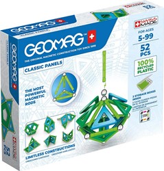 Geomag - Classic Panels 52 Teile - Magnetisches Konstruktionsspielzeug für Kinder - Green Line - Lernspiel aus 100% Recyclingkunststoff