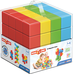 Geomag 57 Magicube-64 Würfel-Magnetisches Konstruktionsspielzeug für Kinder-Green Line-Lernspiel aus 100% Recyclingkunststoff