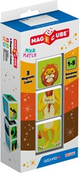 Geomag 109 - Magicube Mix & Match, 3 Magnetwürfel für Konstruktionen Savane Animals