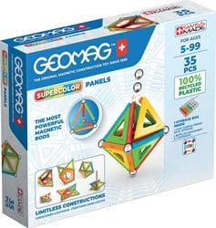 Geomag - Supercolor magnetische Bausteine für Kinder, magnetisches Spielzeug, grüne Kollektion 100 % recyceltes Plastik, 35 Teile