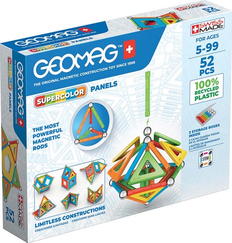 Geomag - Supercolor magnetische Bausteine für Kinder, magnetisches Spielzeug, grüne Kollektion 100 % recyceltes Plastik, 52 Teile
