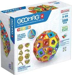 Geomag - Classic Masterbox Magnetische Bausteine für Kinder, Magnetisches Spielzeug, Grüne Kollektion 100 % Recyceltes Plastik, 3-99 Jahre, 388 Teile, 193, Supercolor