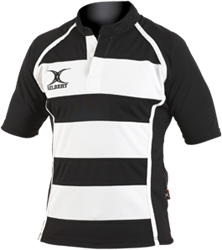 Gilbert Rugbyshirt Xact Hooped schwarz-weiß XXL Sportbekleidung
