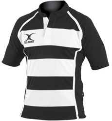 Gilbert Rugbyshirt Xact Hooped schwarz weiß 3XL Sportbekleidung