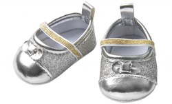 Heless Puppenballerinas Glitzer silber 30-34 cm - Puppenschuhe