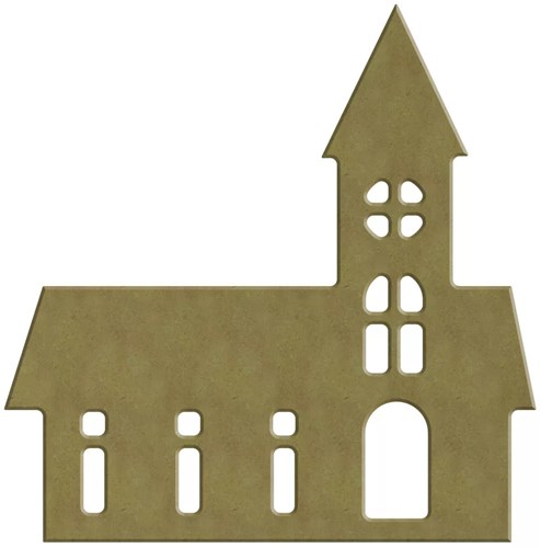 Gomille MDF Figur skandinavische Kirche 17x17 cm nachhaltiges Bastelmaterial
