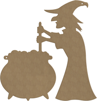 Gomille MDF Figur Bastel Hexe 35x37 cm Dekoration