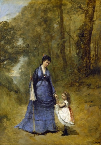 Grafika Jean-Baptiste-Camille Corot: Madame Stumpf and Her Daughter, 1872 - 12 Teile