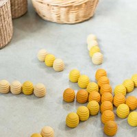 Grapat Holz Mandala Bienenkorb gelb offenes Spielzeug 36 Stück-2