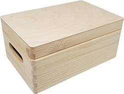 Playwood Aufbewahrungsbox aus Kiefernholz mit Klappdeckel für Bastelmaterial 30x20x13,5 cm