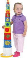 Gowi Stapelturm Pyramide - buntes Spielzeug im Eimer - 11 Teile