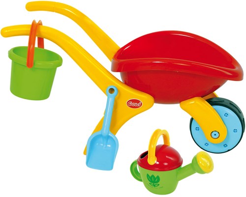 Gowi Schubkarren Spielzeugset - bunte Gartenset für Kinder