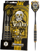 Harrows Steeltip Dartpfeile Voodoo Brass 21g - schwarz mit Grip