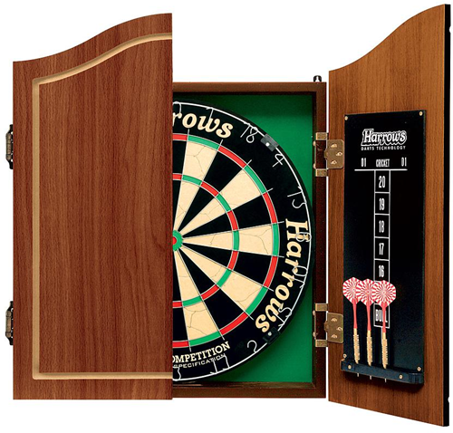 Harrows Dartscheibe Komplettset - Pro's Choice mit Schrank und Zubehör