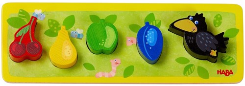 HABA 306084 - Holzpuzzle Obstgarten, Rahmenpuzzle ab 12 Monate, made in Germany