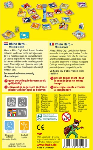 HABA Denkspel Rhino Hero - Missing Match