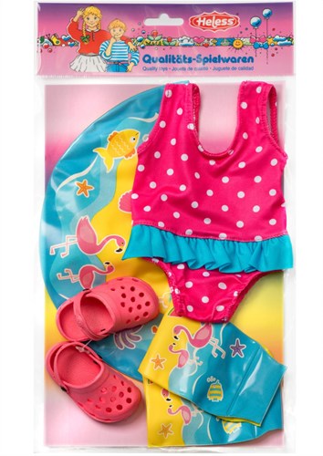 Heless Puppen Schwimmset Badeanzug Schwimmflügel Schwimmring Clogs 35-45 cm-2