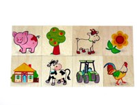 Hess Holz Memory Bauernhof Lernspiel für Kinder mehrfarbig
