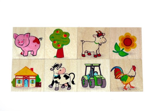 Hess Holz Memory Bauernhof Lernspiel für Kinder mehrfarbig