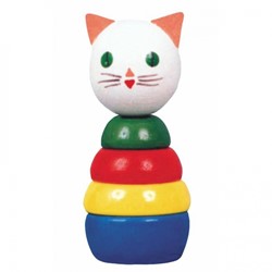 Miva Houten stapelring kat (gekleurd)