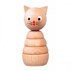 Miva Houten stapelring kat (naturel)