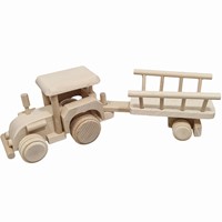 Hobbygruppe Holztraktor mit Anhänger 34x8,4x10,5 cm