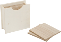 Hobbygroep Holzuntersetzer Set Basteln 11x11x4,5 cm 6-teilig