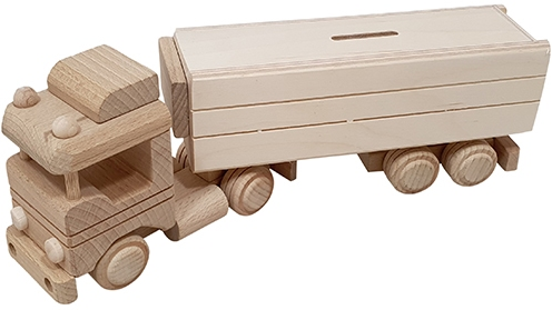 Hobby Group Holz-LKW mit Anhänger Spardose 31x6,5x11 cm