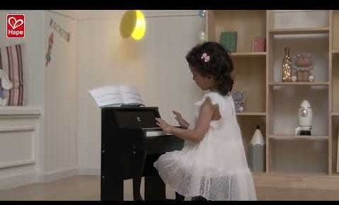Hape Piano mit Leuchttasten schwarz - Musikspielzeug mit Hocker-3