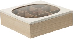 Home & Styling Teebox Holz und Glas 24x24cm braun dekorativ